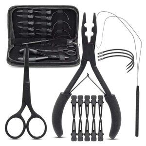 Hair Extension C Needles Bead Opnr Closr Plier Scissor Hair Parting Clippers Kit